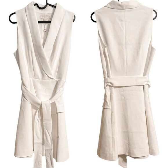 Ted Baker Laraaa Mock Wrap Tiered Mini Dress in White - Picture 4 of 9